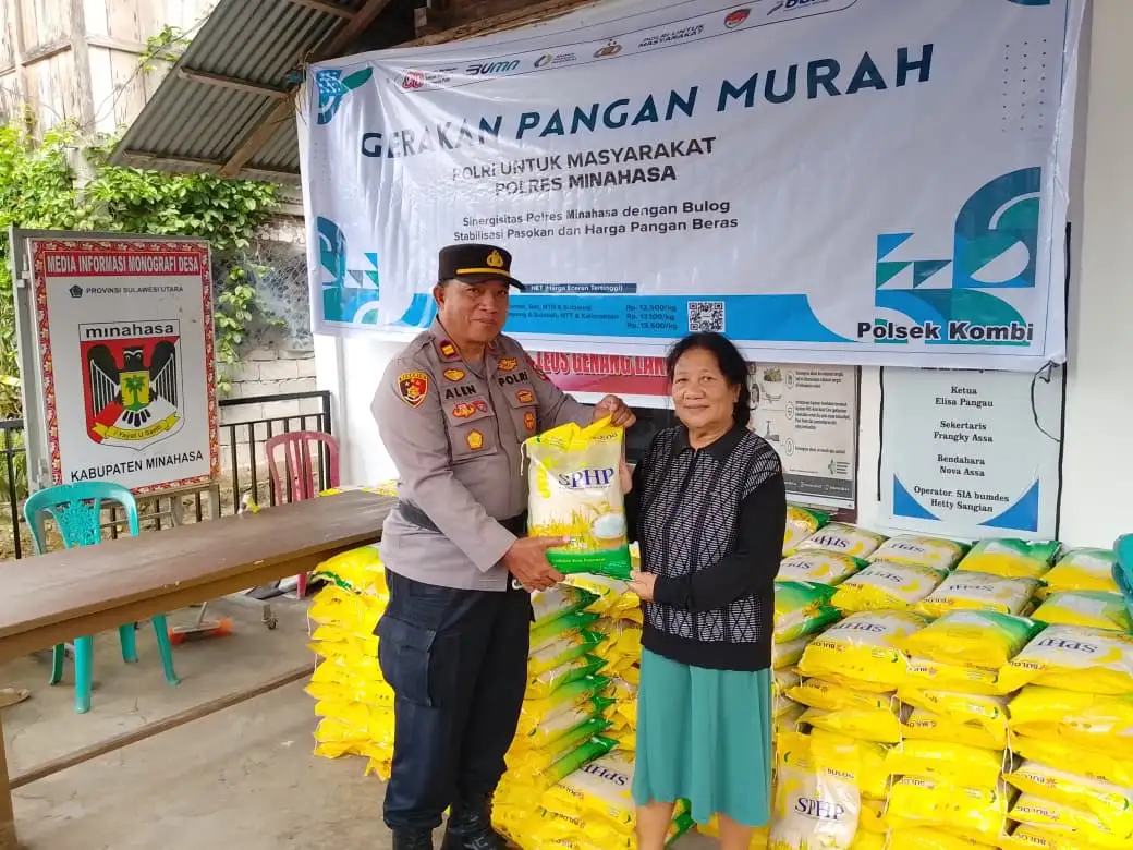 Polsek Kombi Gelar Gerakan Pangan Murah, 2.000 Kg Beras Terjual